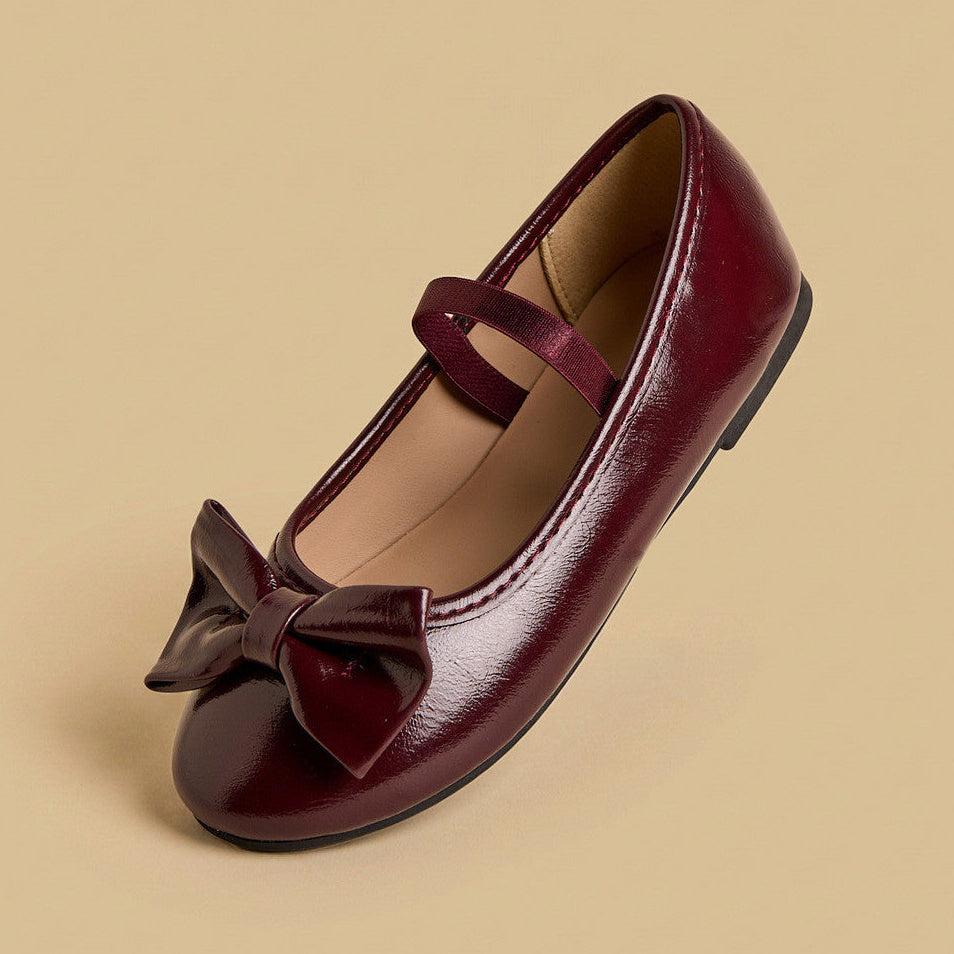 Bow accent ballerina shoes with Elasticated strap