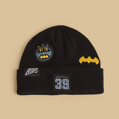 Batman applique beanie cap with gloves set