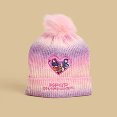 KPop demon hunters applique beanie cap with gloves set
