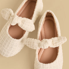 Tweed textured ballerina shoes