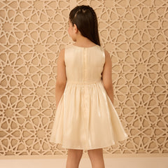 Shimmer textured bow applique sleeveless dress