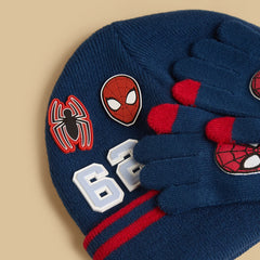 Spiderman print beanie with gloves