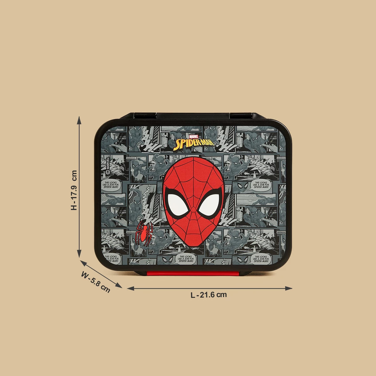 Spider-Man print sandwich box with clip lock lid