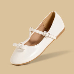 Bow accent ballerina shoes with hook and loop closure