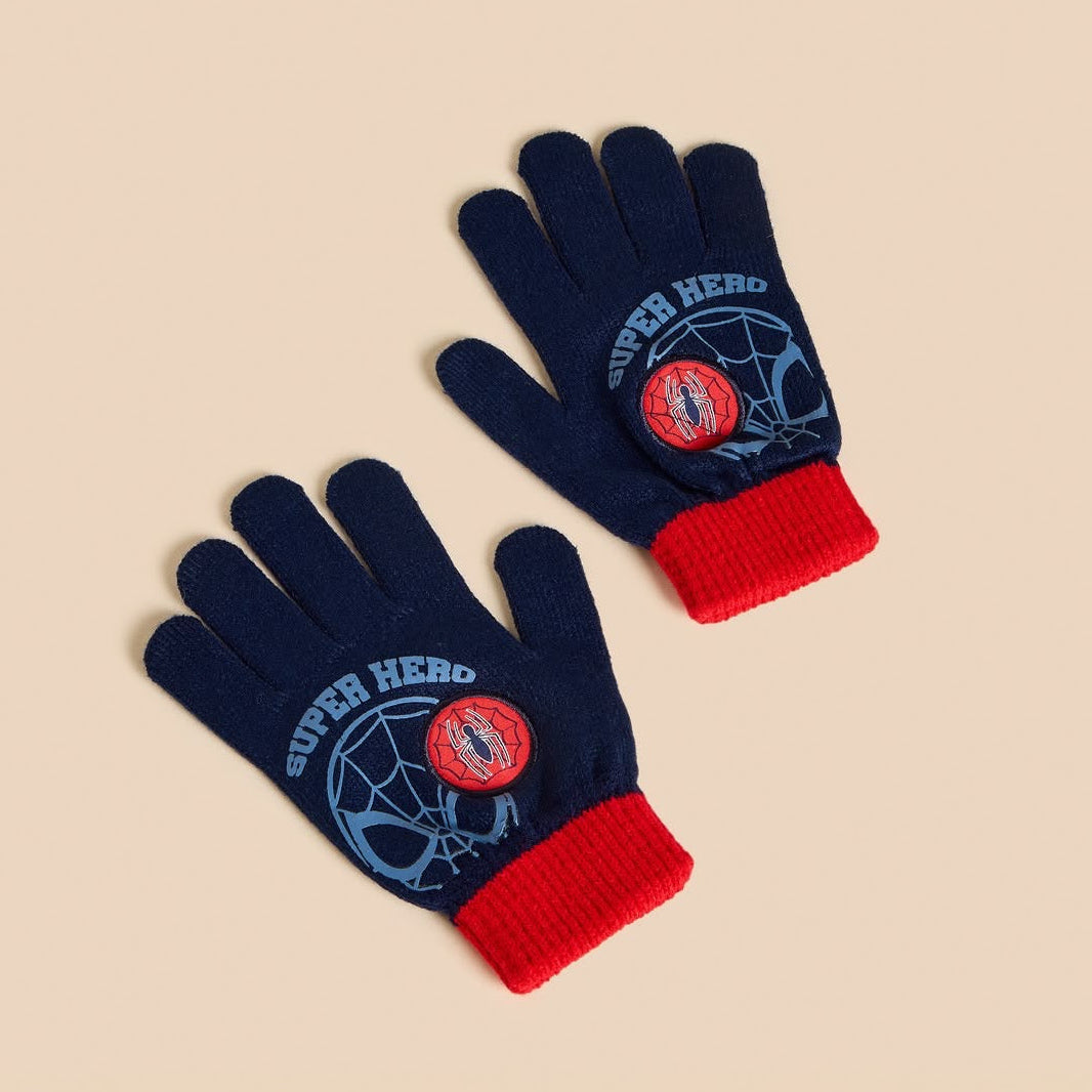 Spider-Man print cap and gloves set