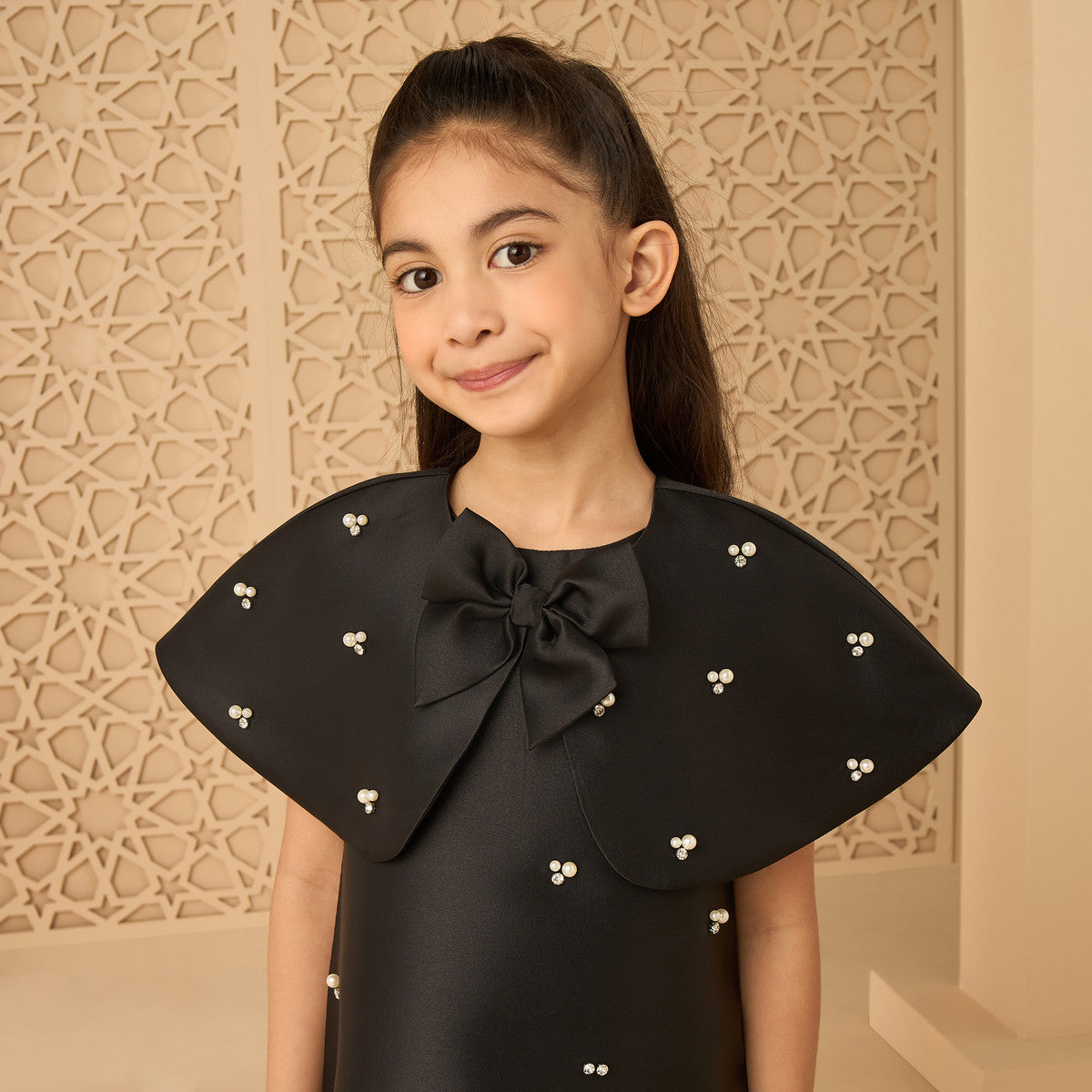 Embellished A-line Cape Dress