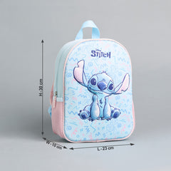 Stitch print backpack with adjustable shoulder straps and zip closure