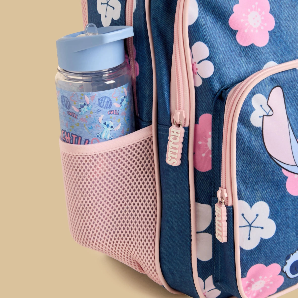 Stitch print backpack with adjustable straps
