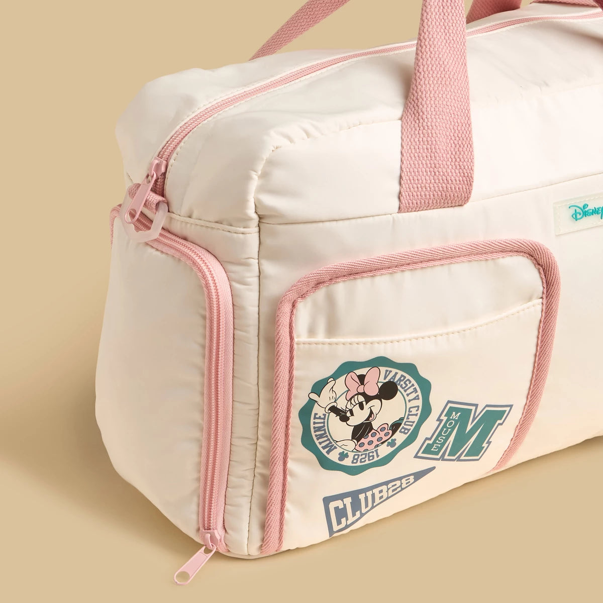 Minnie mouse print duffle bag with detachable strap