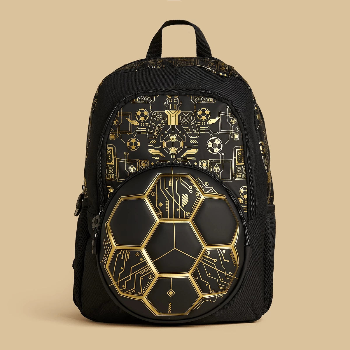 Football print backpack with adjustable straps