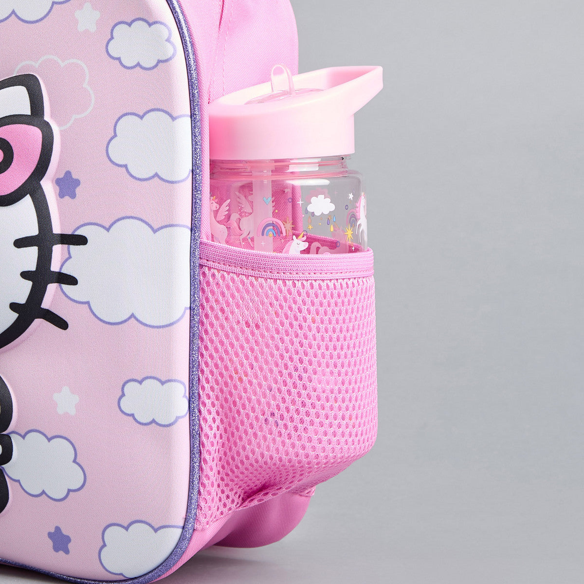 Hello kitty print backpack with adjustable shoulder straps and zip closure