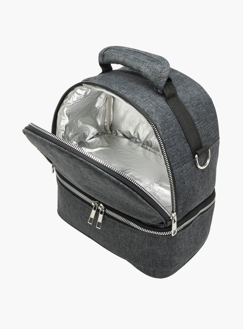 Juniors solid insulated diaper bag with adjustable strap and zip closure