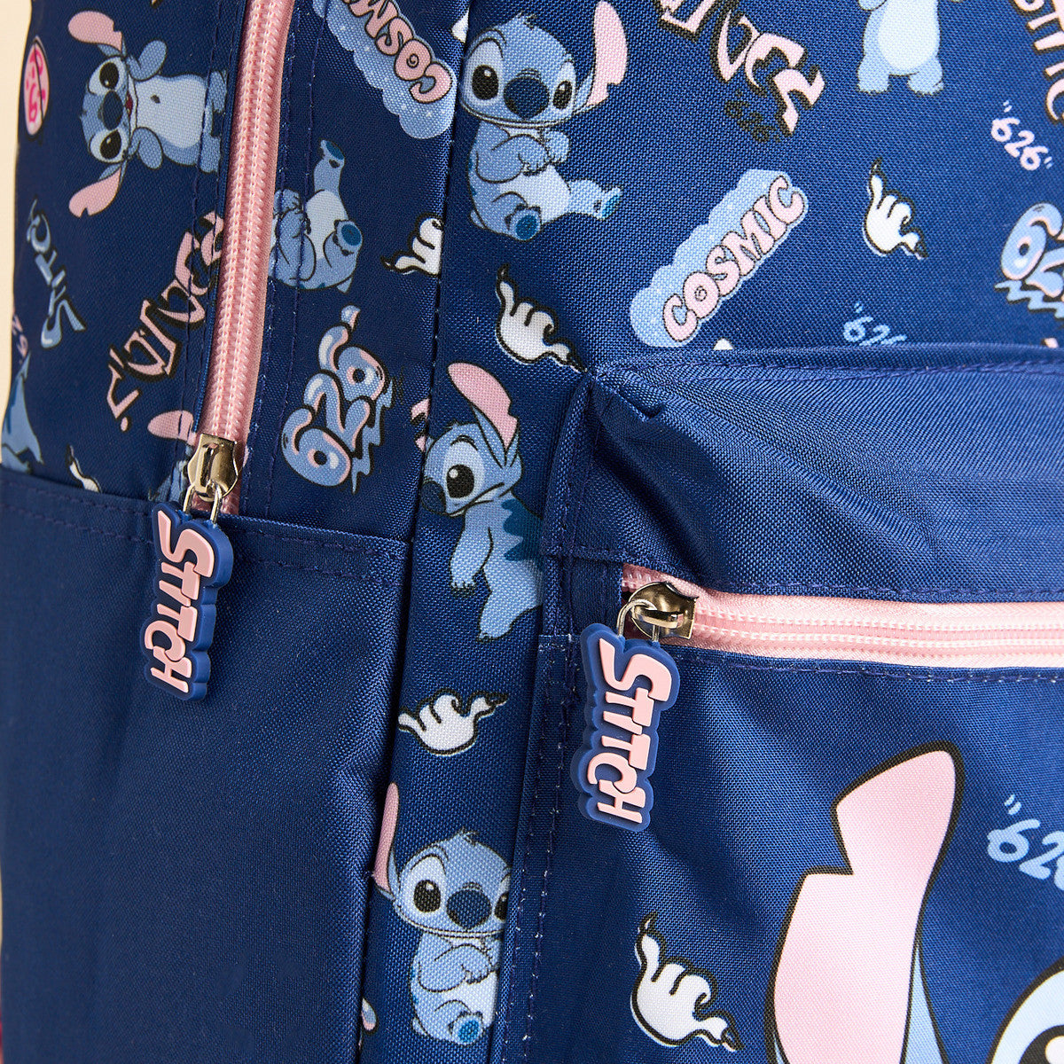 Stitch print backpack with adjustable straps