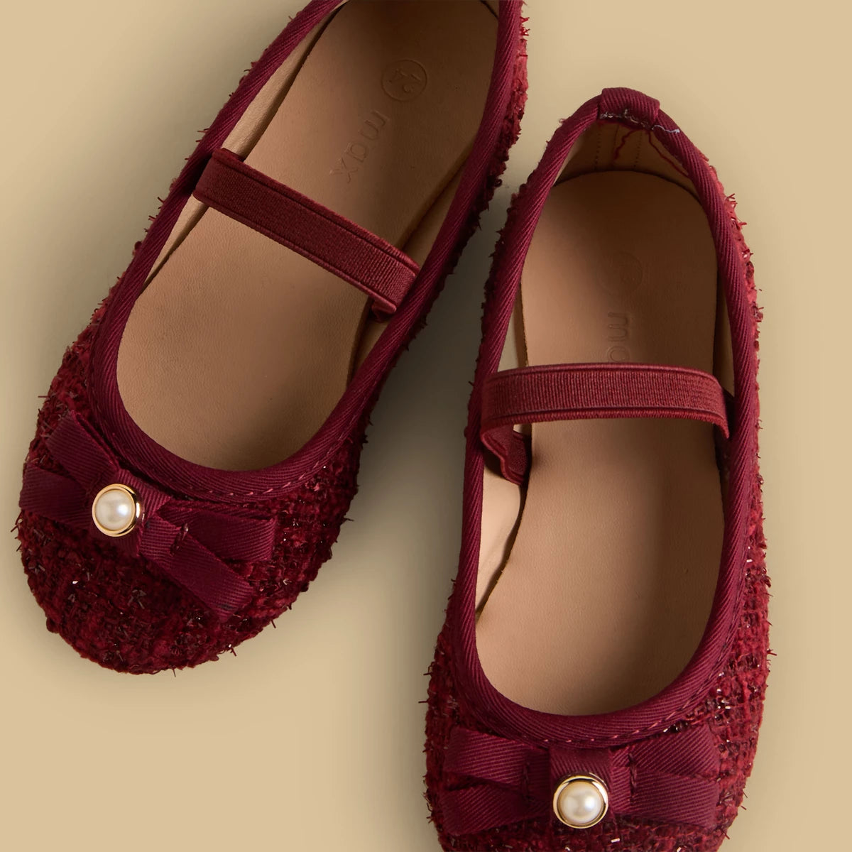 Bow accent ballerina shoes with Elasticated strap