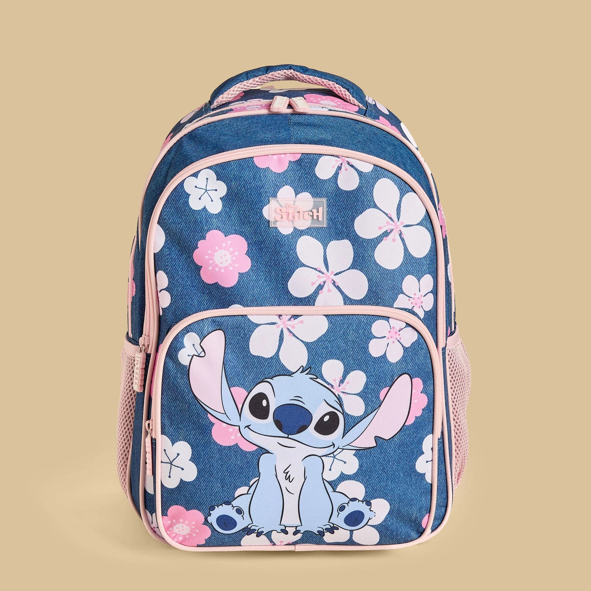 Stitch print backpack with adjustable straps