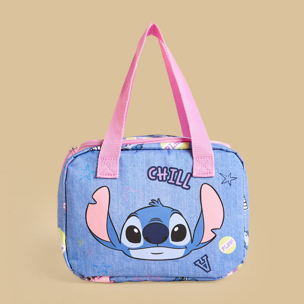 Stitch print lunch bag with zip closure