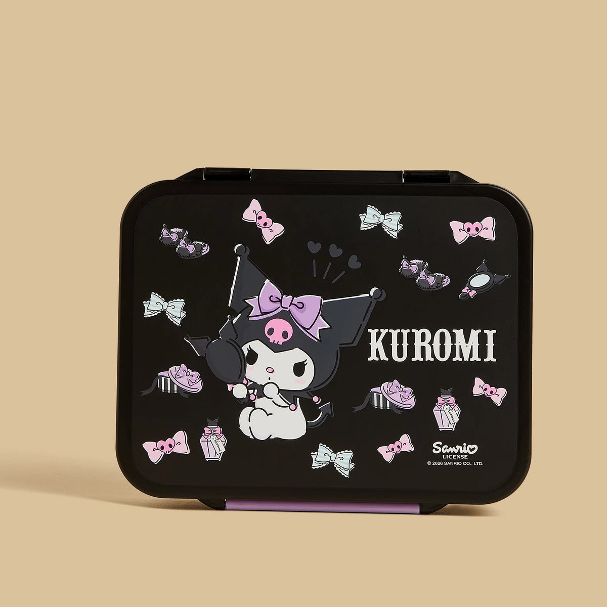 Kuromi print sandwich box with clip lock lid