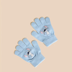 Stitch applique beanie cap with gloves set