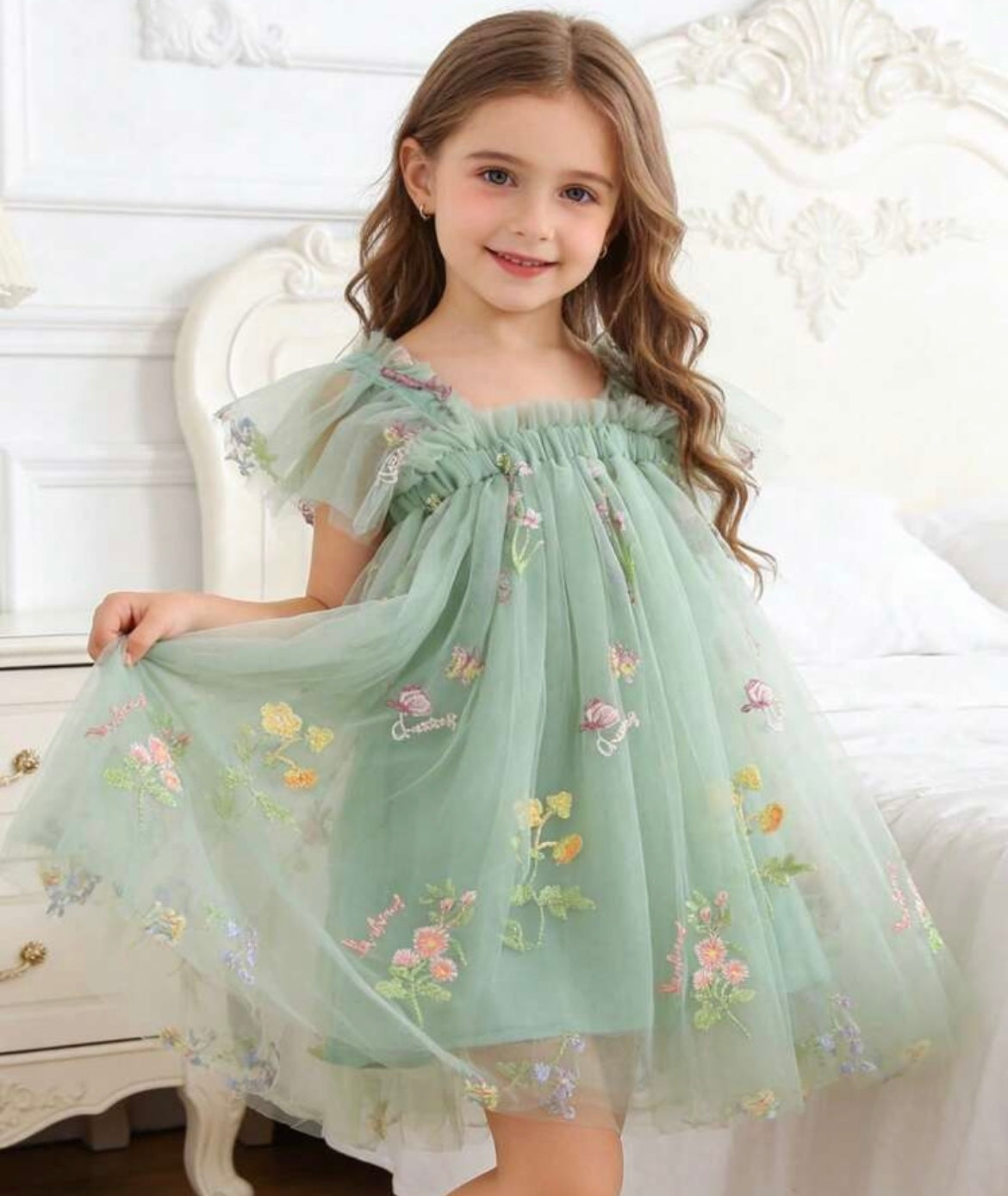 Shein floral embroidered dress with 3D butterfly