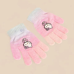 Hello kitty embroidered beanie and gloves set