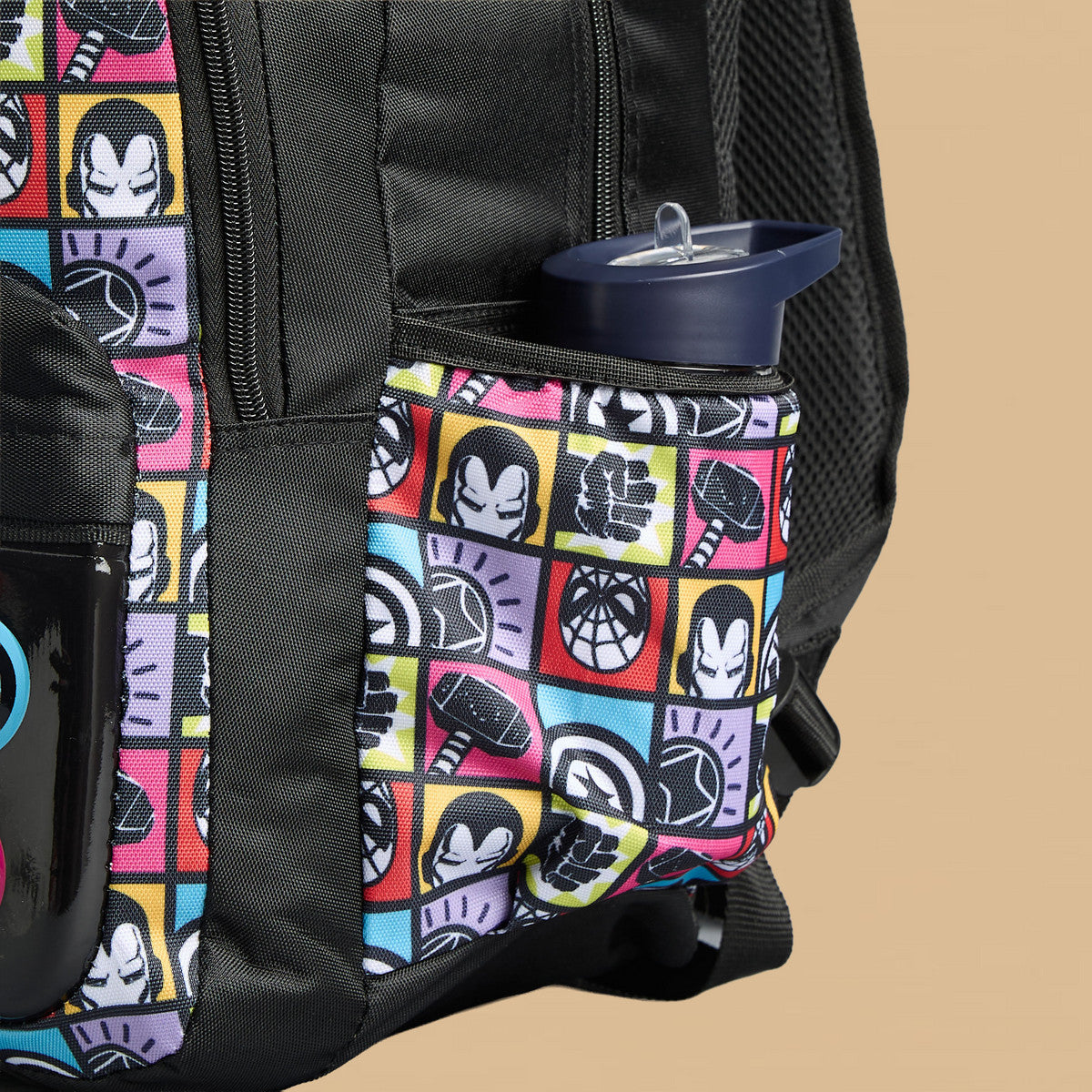 Marvel print backpack with adjustable shoulder straps