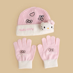 Hello kitty accent beanie and gloves set