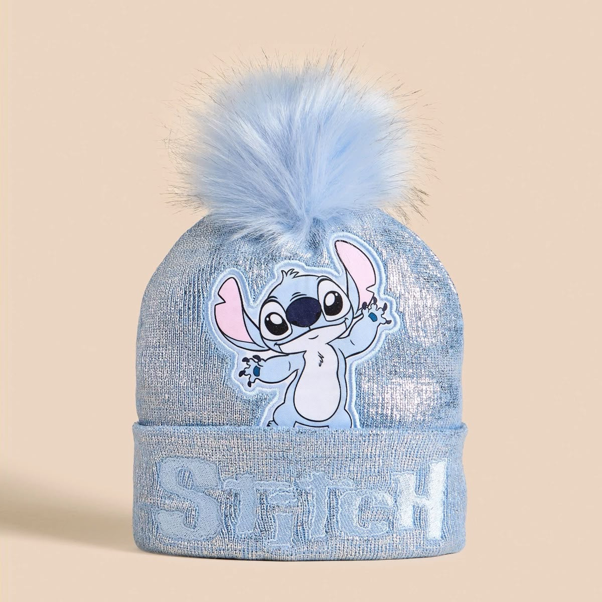 Stitch applique beanie cap with gloves set