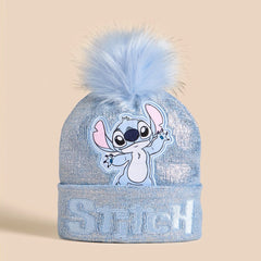 Stitch applique beanie cap with gloves set