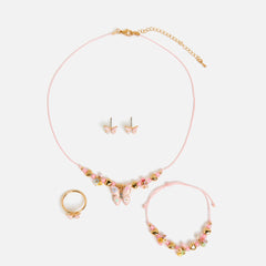 Butterfly embellished 4-piece jewellery set
