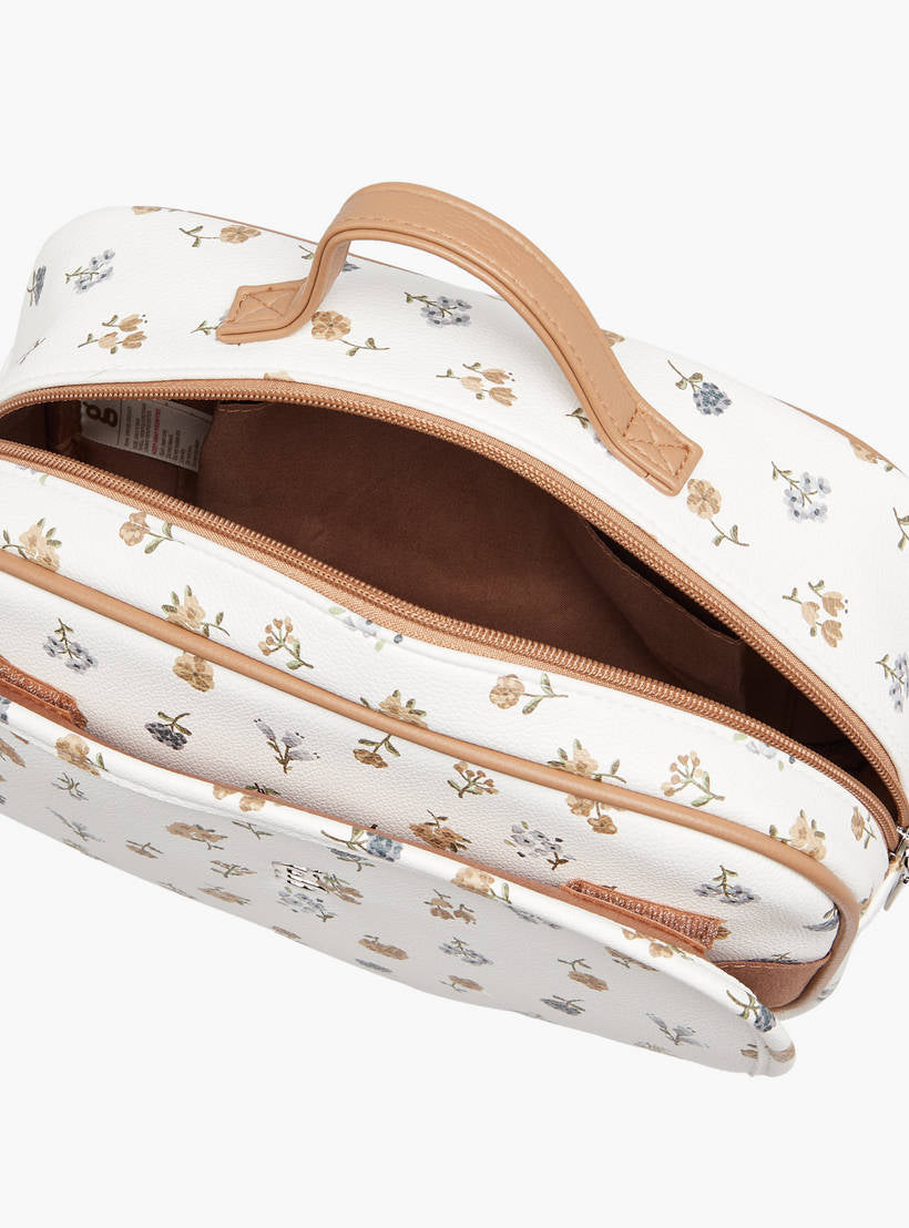Giggles floral print diaper bag with zip closure