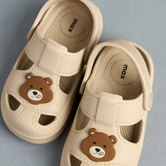 Bear applique clogs with backstrap