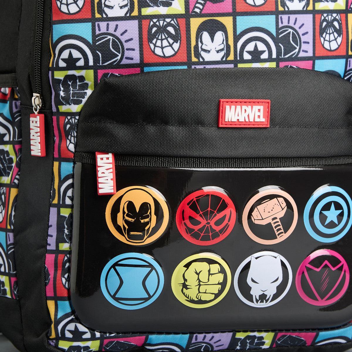 Marvel print backpack with adjustable shoulder straps