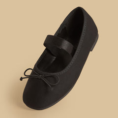 Bow accent ballerina shoes with elastic strap