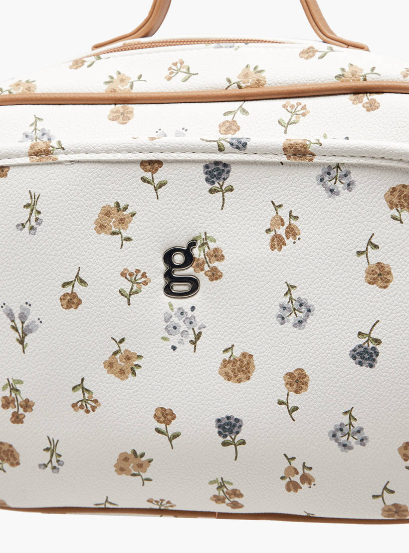 Giggles floral print diaper bag with zip closure