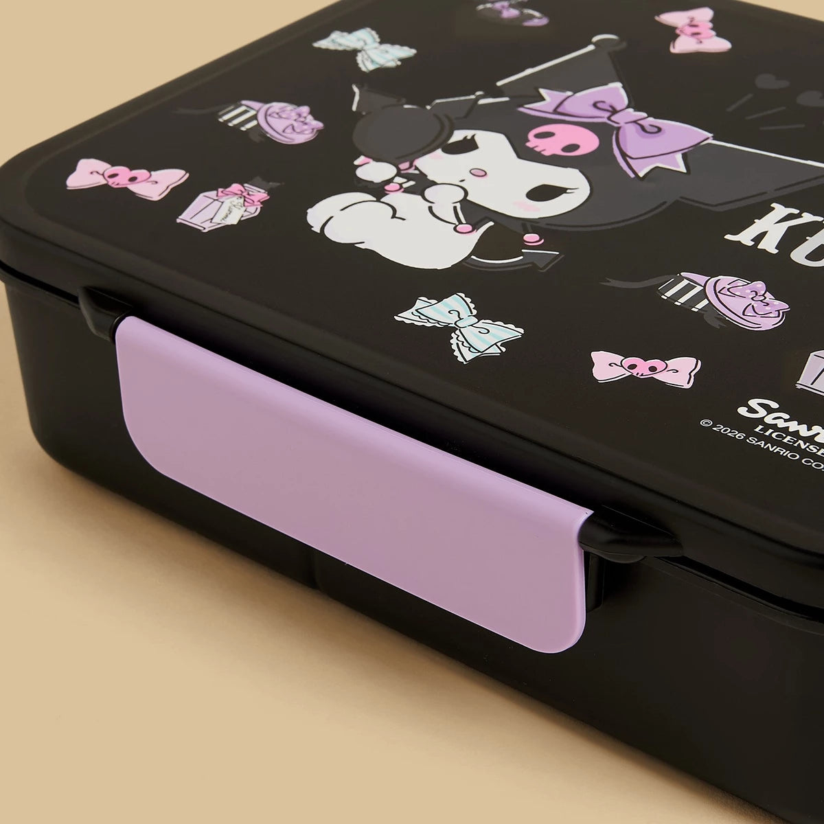 Kuromi print sandwich box with clip lock lid