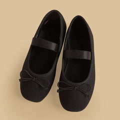 Bow accent ballerina shoes with elastic strap