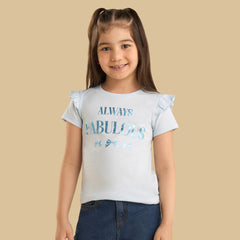 Slogan foil print cotton t-shirt