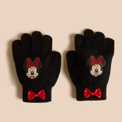 Minnie mouse accent beanie and gloves set