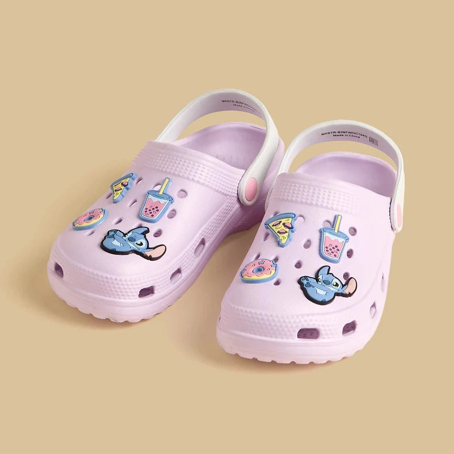 Stitch jibbitz clogs with backstrap