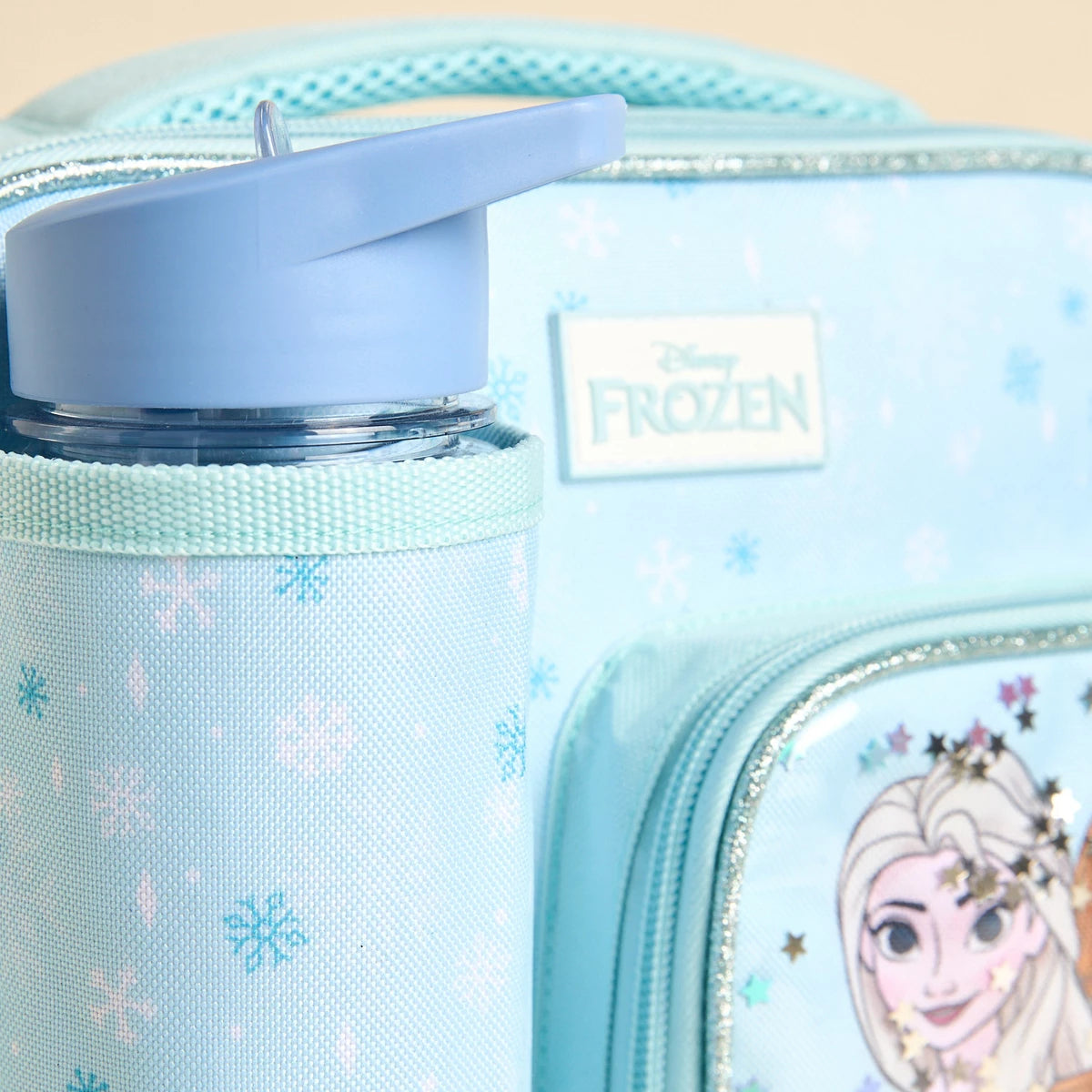 Frozen print lunch bag with zip closure