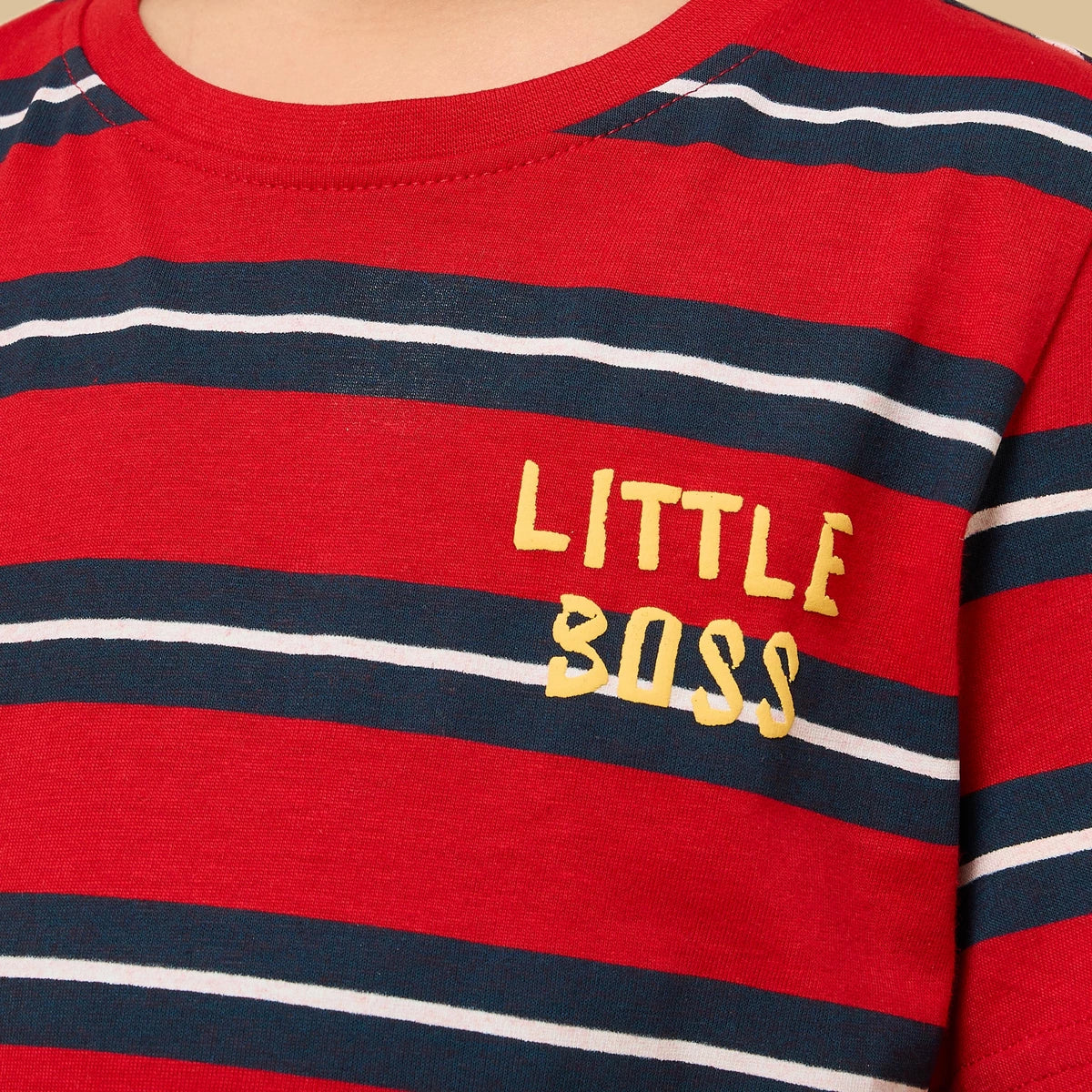 Slogan print striped cotton t-shirt