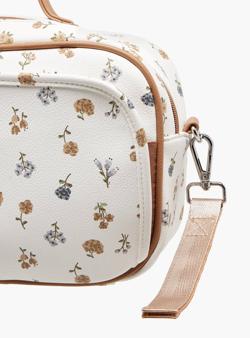 Giggles floral print diaper bag with zip closure