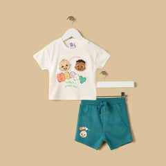 Cocomelon Applique Cotton Tshirt and Shorts Set