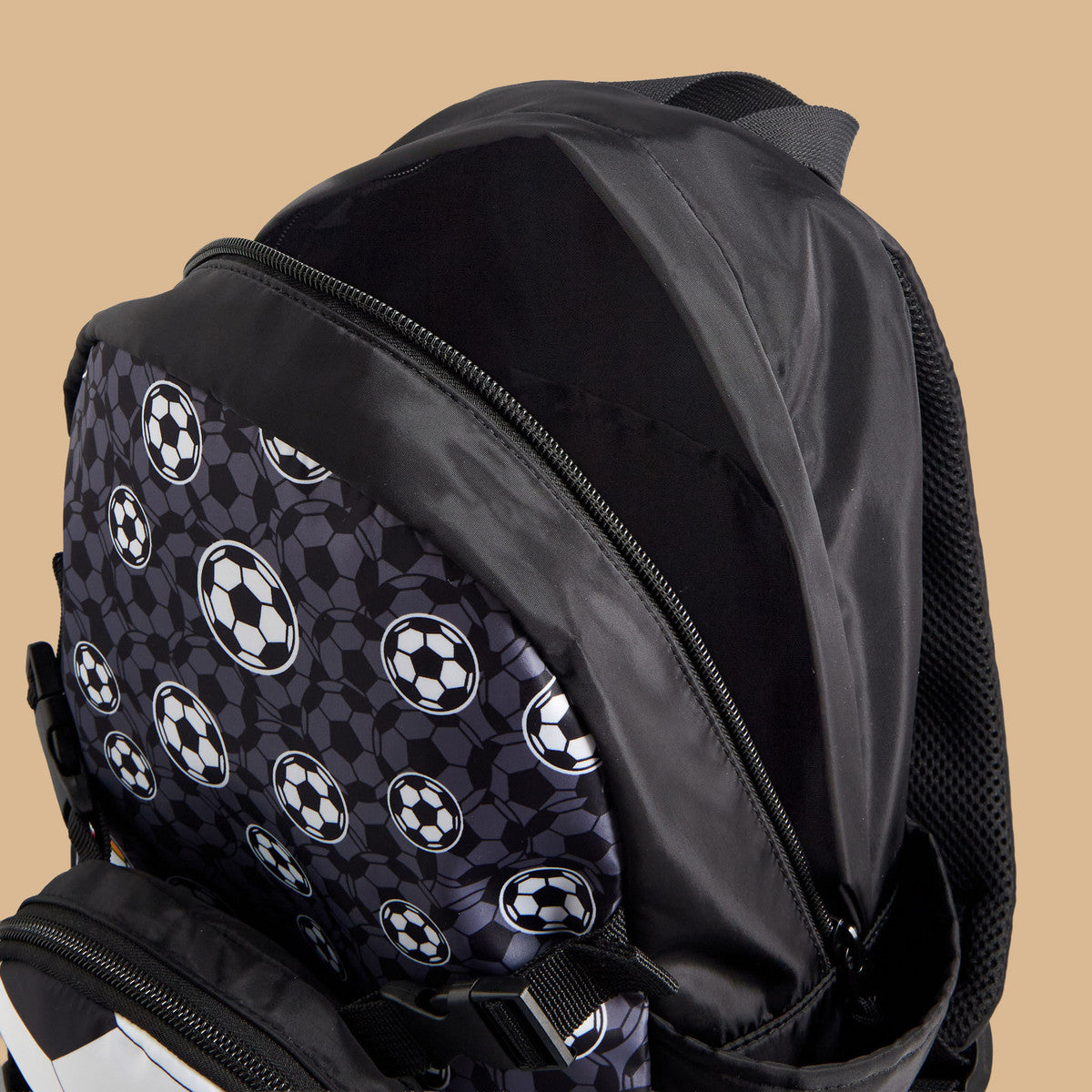 Football print backpack with adjustable straps