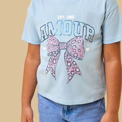 Bow print cotton boxy t-shirt