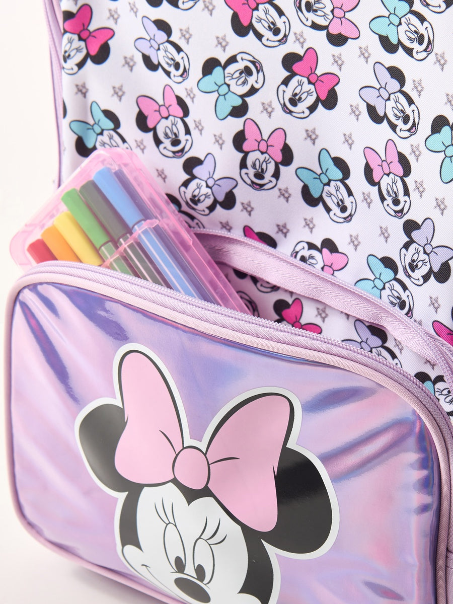 Minnie mouse print backpack with adjustable straps