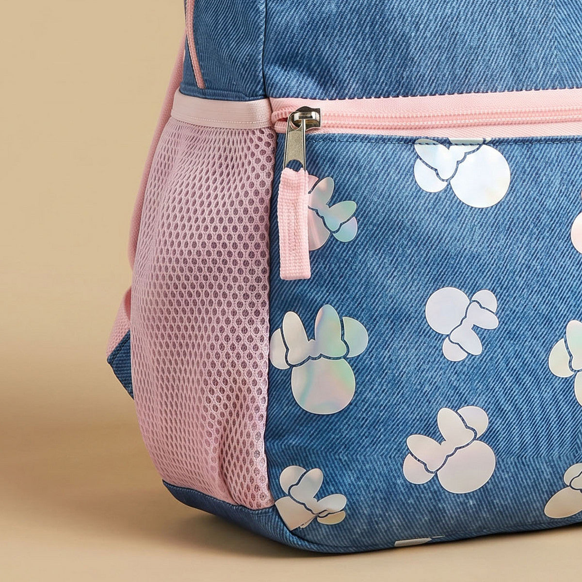 Minnie mouse print backpack with zip closure