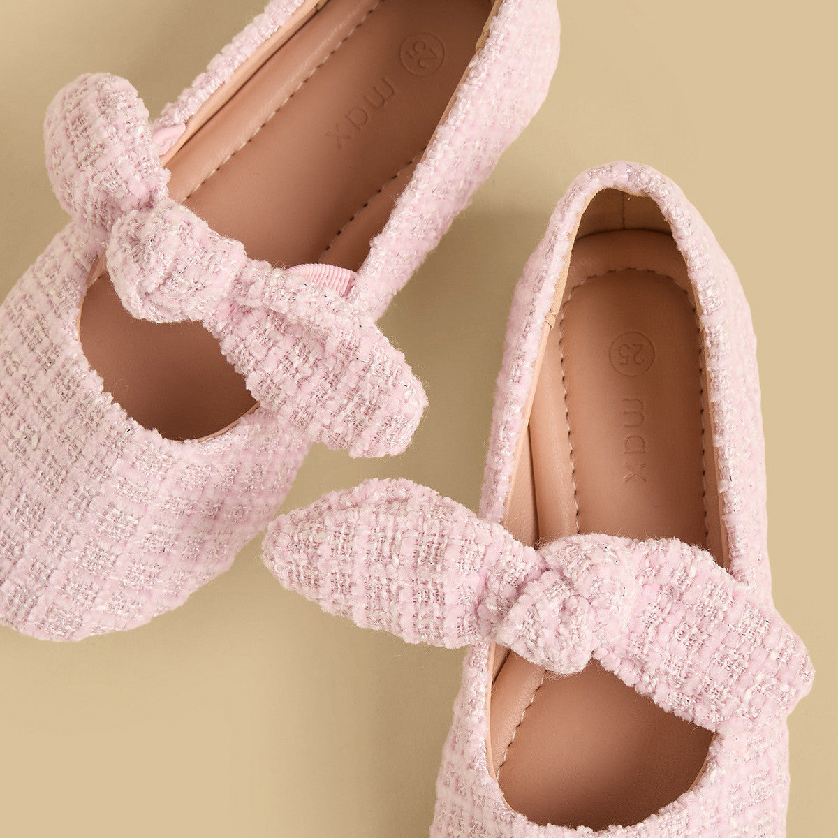Tweed textured ballerina shoes