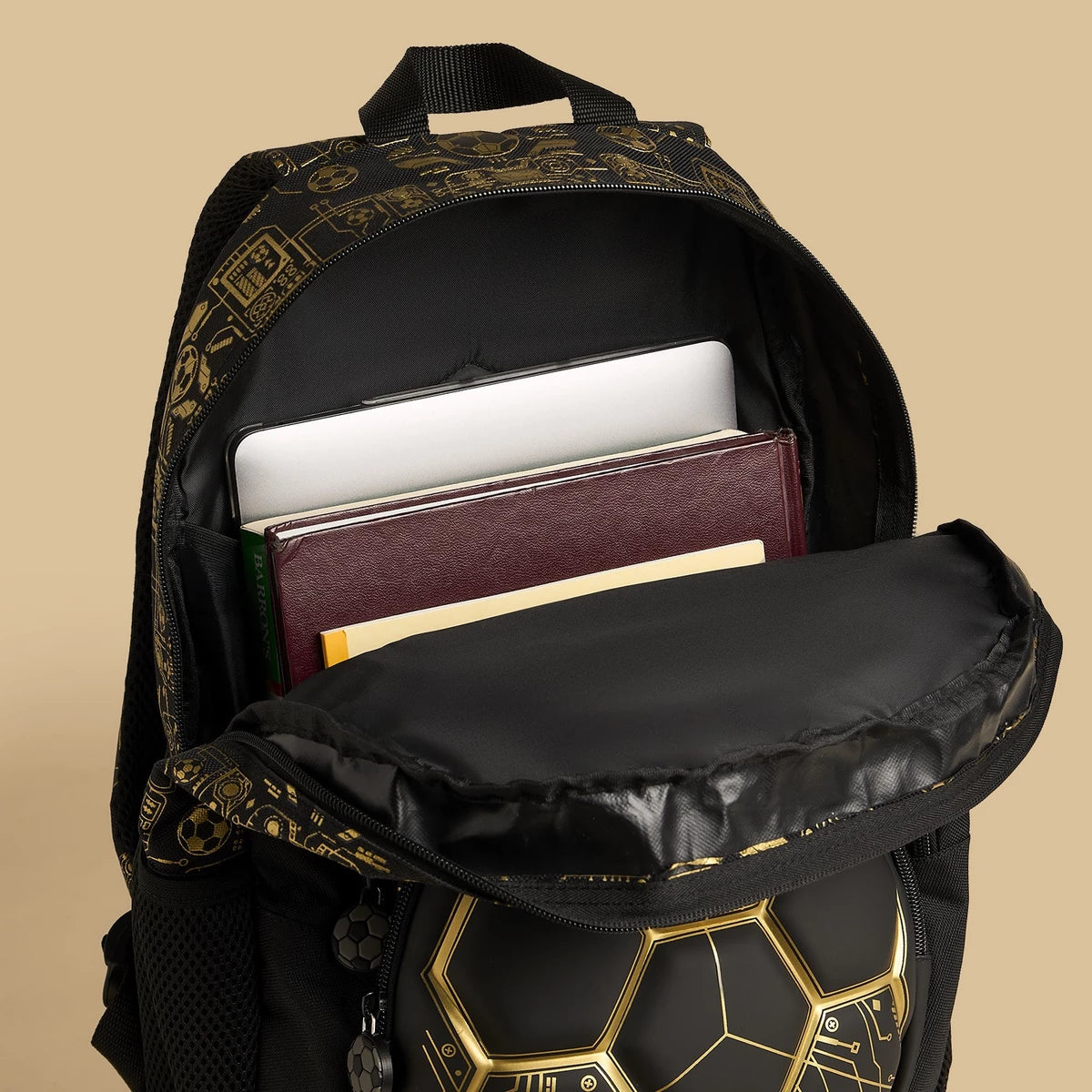 Football print backpack with adjustable straps