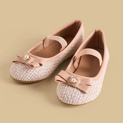 Bow accent ballerina shoes with Elasticated strap